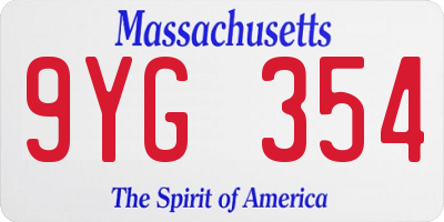 MA license plate 9YG354