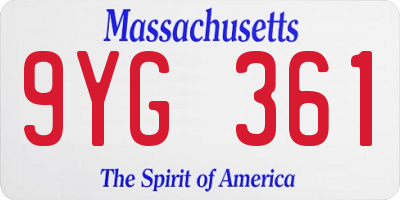 MA license plate 9YG361