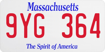 MA license plate 9YG364