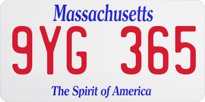 MA license plate 9YG365