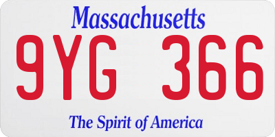 MA license plate 9YG366