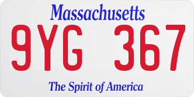 MA license plate 9YG367