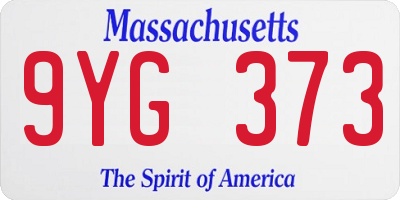 MA license plate 9YG373