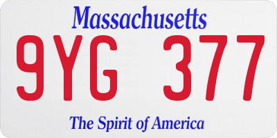 MA license plate 9YG377
