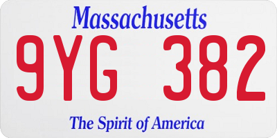 MA license plate 9YG382