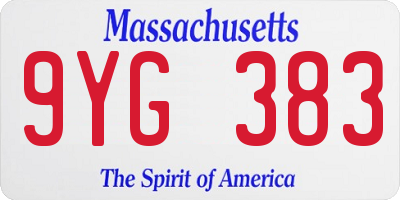 MA license plate 9YG383