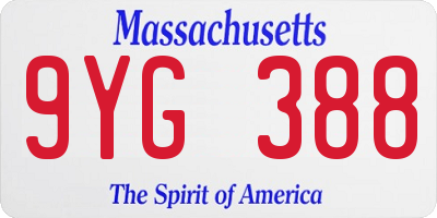 MA license plate 9YG388
