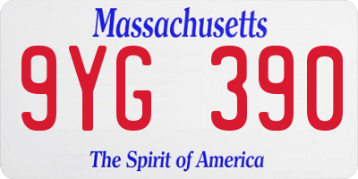 MA license plate 9YG390