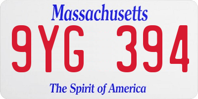 MA license plate 9YG394