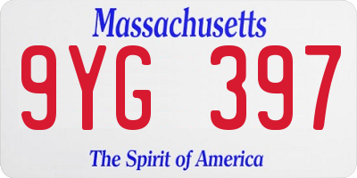 MA license plate 9YG397