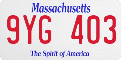 MA license plate 9YG403
