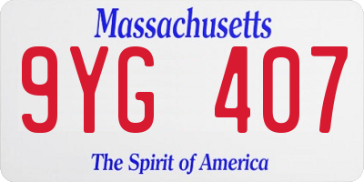 MA license plate 9YG407