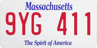 MA license plate 9YG411