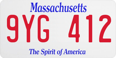 MA license plate 9YG412
