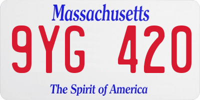 MA license plate 9YG420