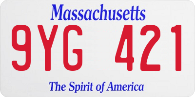MA license plate 9YG421