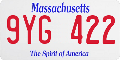 MA license plate 9YG422