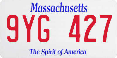 MA license plate 9YG427