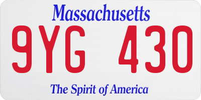 MA license plate 9YG430