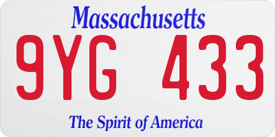 MA license plate 9YG433