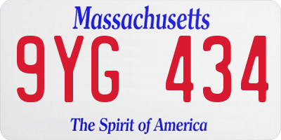 MA license plate 9YG434