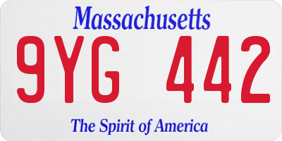 MA license plate 9YG442