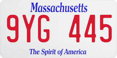 MA license plate 9YG445