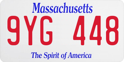 MA license plate 9YG448