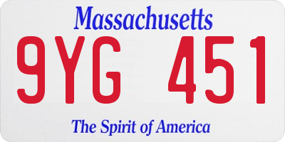MA license plate 9YG451