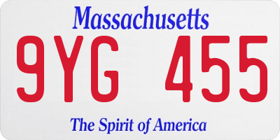 MA license plate 9YG455