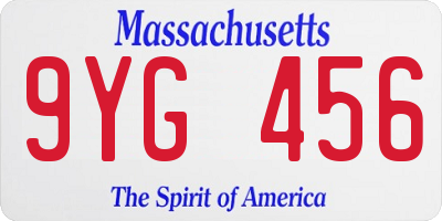 MA license plate 9YG456