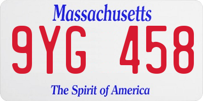 MA license plate 9YG458