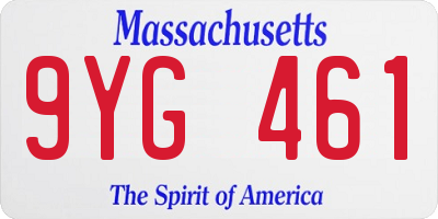 MA license plate 9YG461