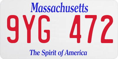 MA license plate 9YG472