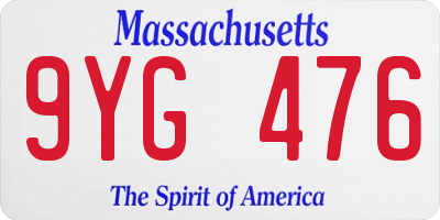 MA license plate 9YG476