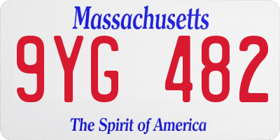 MA license plate 9YG482