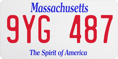 MA license plate 9YG487