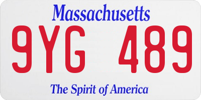 MA license plate 9YG489