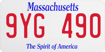 MA license plate 9YG490