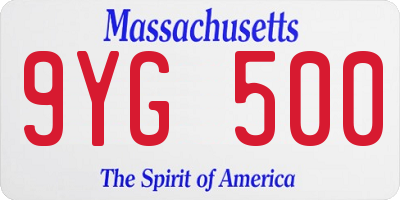 MA license plate 9YG500