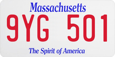 MA license plate 9YG501