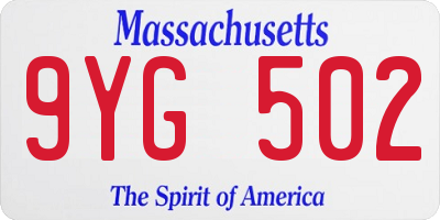 MA license plate 9YG502