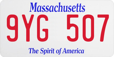 MA license plate 9YG507