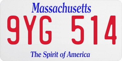 MA license plate 9YG514