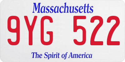 MA license plate 9YG522