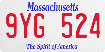 MA license plate 9YG524