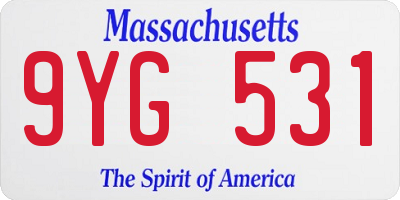 MA license plate 9YG531