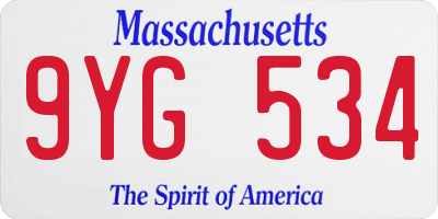MA license plate 9YG534