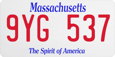 MA license plate 9YG537
