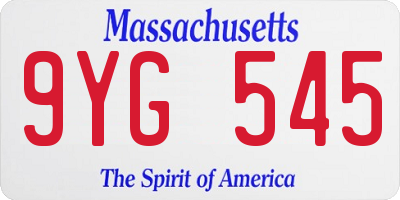 MA license plate 9YG545